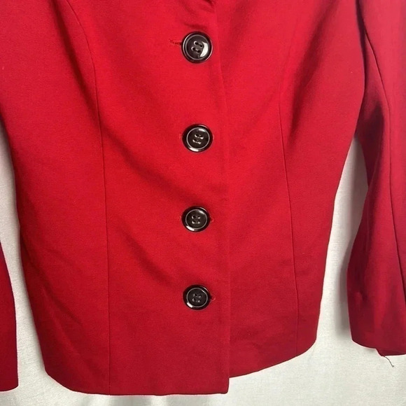 Cleo red pea coat ,SM, single breasted,career,winter,Xmas red,closet staple,EC - Picture 7 of 17
